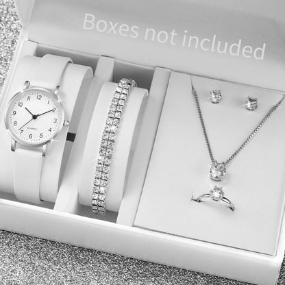 Fashion Women's Quartz Watch with Leather Band and Diamonds - Smarsty