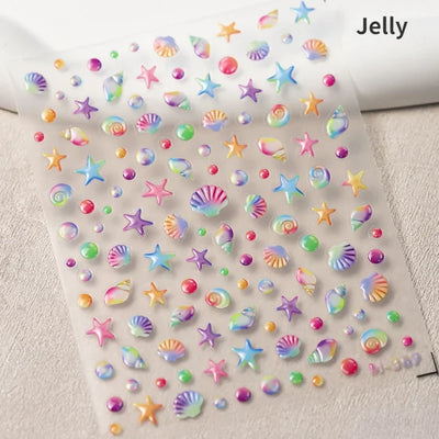 5D Summer Beach Nail Stickers with Shiny Sea Designs - Smarsty