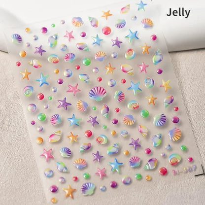 5D Summer Beach Nail Stickers with Shiny Sea Designs - Smarsty