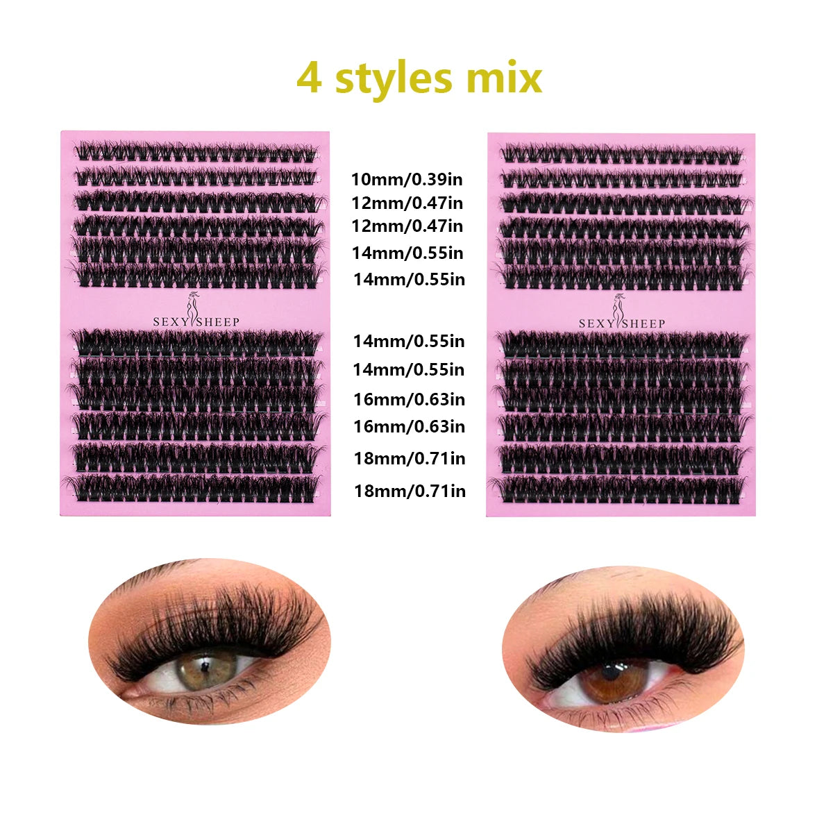 DIY False Eyelashes Clusters Extensions Individual Lashes Cluster Natural Segmented With glue,Remover,lash brush，tweezers - Smarsty