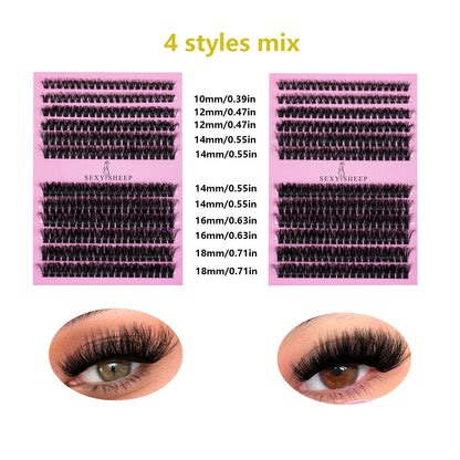 DIY False Eyelashes Clusters Extensions Individual Lashes Cluster Natural Segmented With glue,Remover,lash brush，tweezers - Smarsty