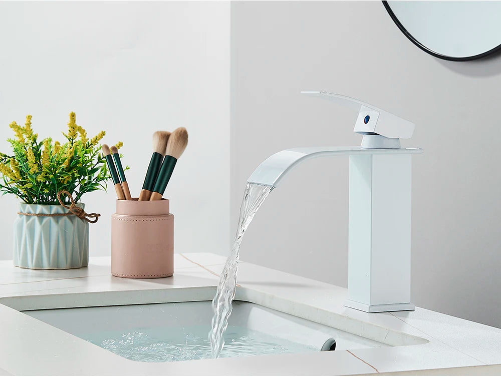 Brushed Gold Waterfall Bathroom Sink Faucet Mixer - Smarsty