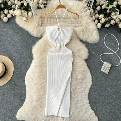 YuooMuoo Chic Fashion Sexy Package Hips Split Knitted Summer Dress 2025 Women Slim Elastic Bodycon Party Dress Streetwear Outfit - Smarsty