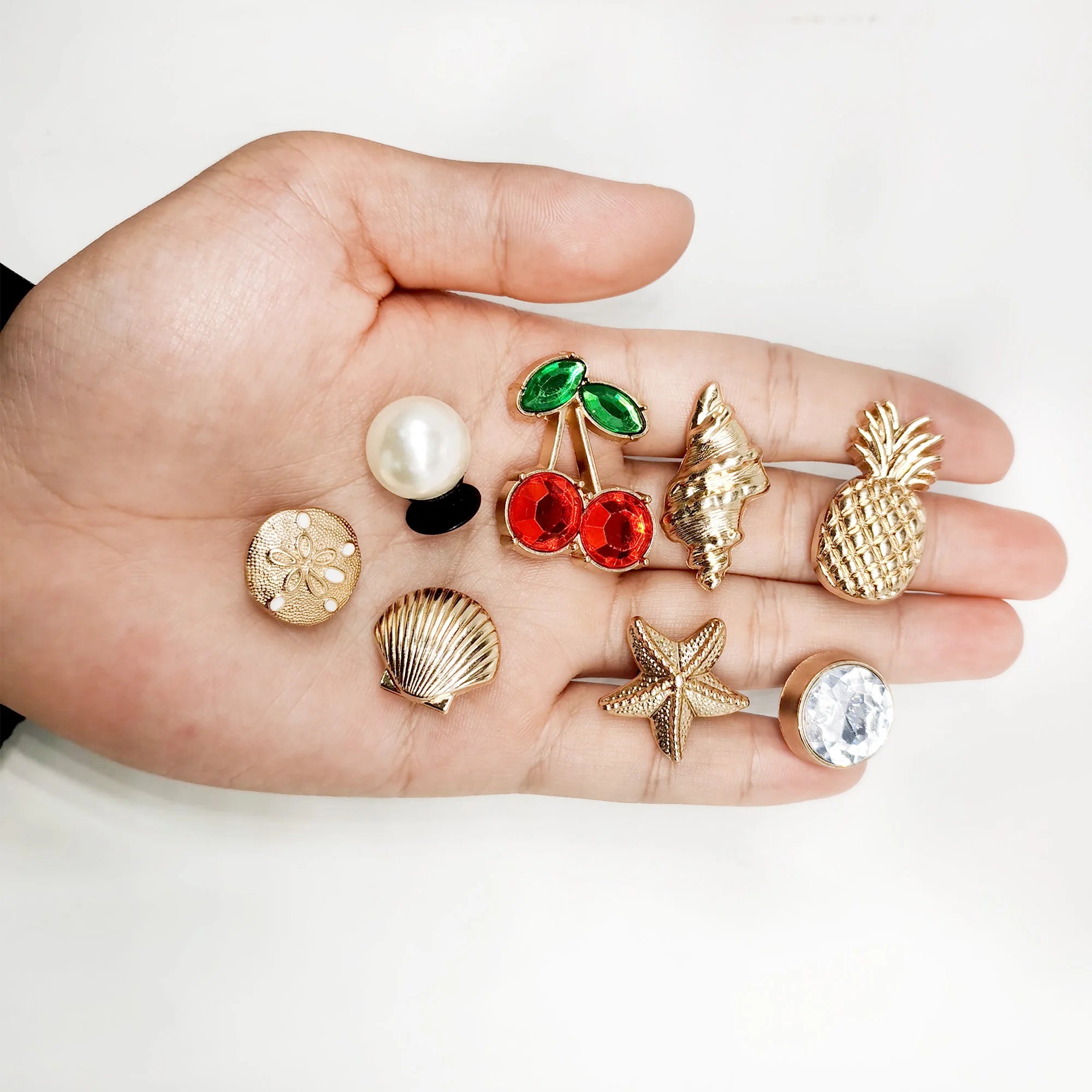 1pc Cherry Conch Metal Shoe Charms for Clogs Accessories DIY Sandals Garden Shoe Decor Buckles Beach Bag Pins Girls Women Gifts