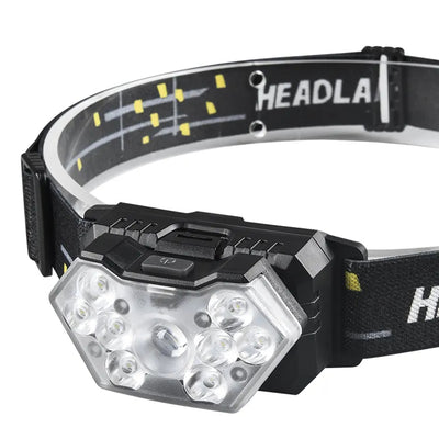 9 Led Strong Light Headlamp USB Rechageable Motion Sensor Headlight Portable Fishing Camping Outdoor Head Lamp Work Flashlight by Smarsty