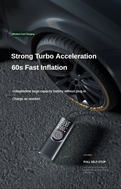 Portable Cordless Tire Inflator Pump Fast Inflate Car Bike - Smarsty