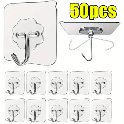 Transparent Self Adhesive Hooks for Easy Storage - Smarsty
