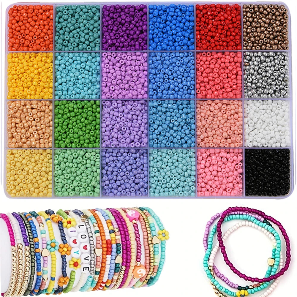 2400pcs Glass Seed Beads Mixed Colors for Jewelry Making - Smarsty