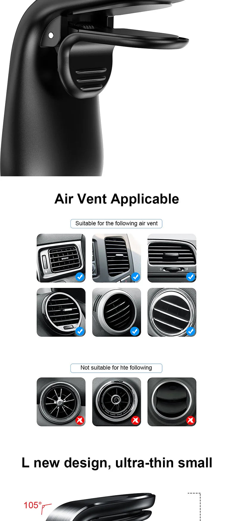 Magnetic Car Phone Holder Air Vent Clip Mount Rotatable - Smarsty