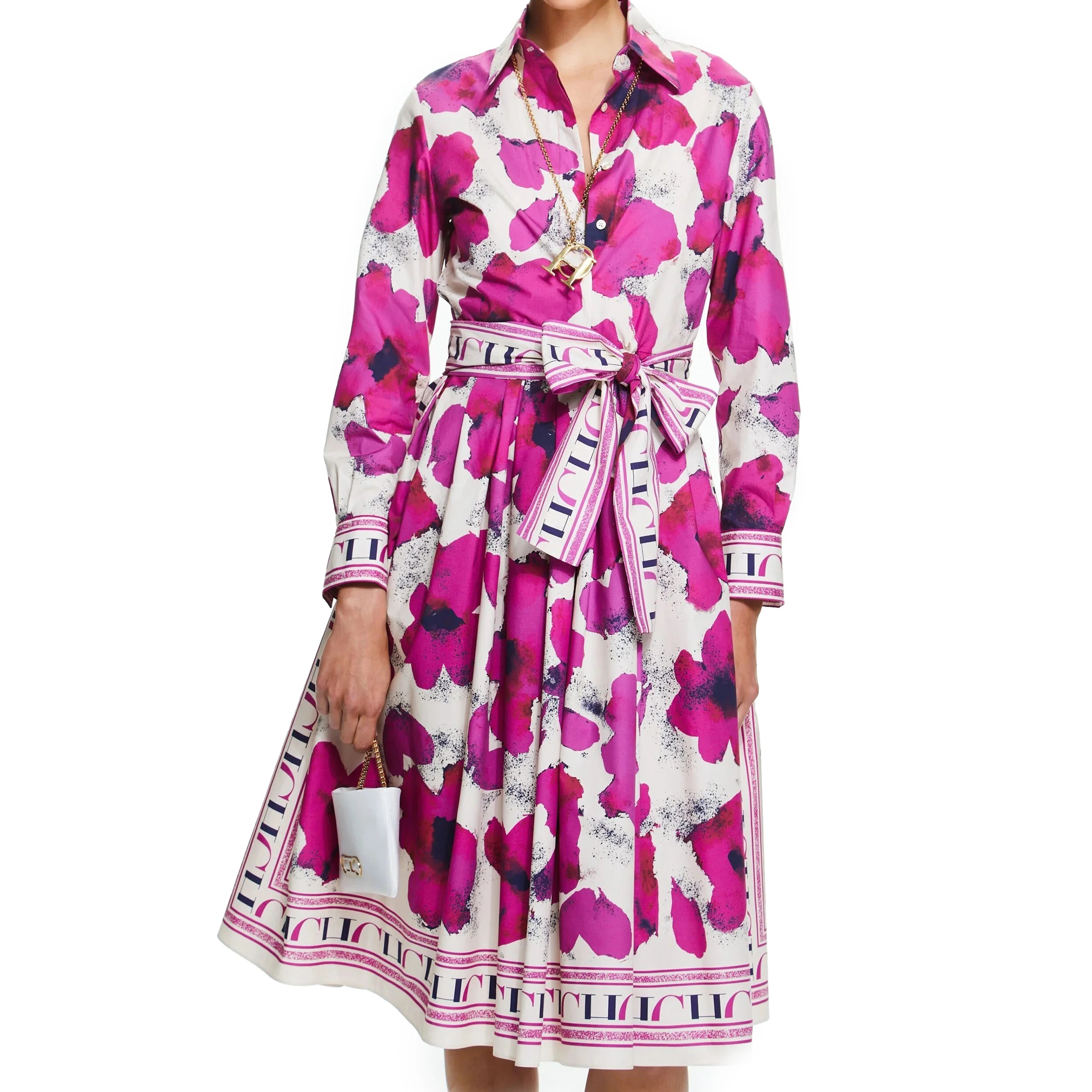 CHCH Women's Dress New Long sleeved Shirt Long Skirt Flower Print Party Dress - Smarsty