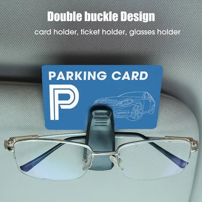 Car Visor Clip Glasses Holder Rotates 180 Degrees Card Slot - Smarsty