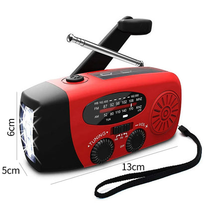 Solar Hand Crank Powered Camping Light With AM/FM Radio Outdoor 2000mAh USB Charging Multifunctional Hand Dynamo LED Flashlight by Smarsty