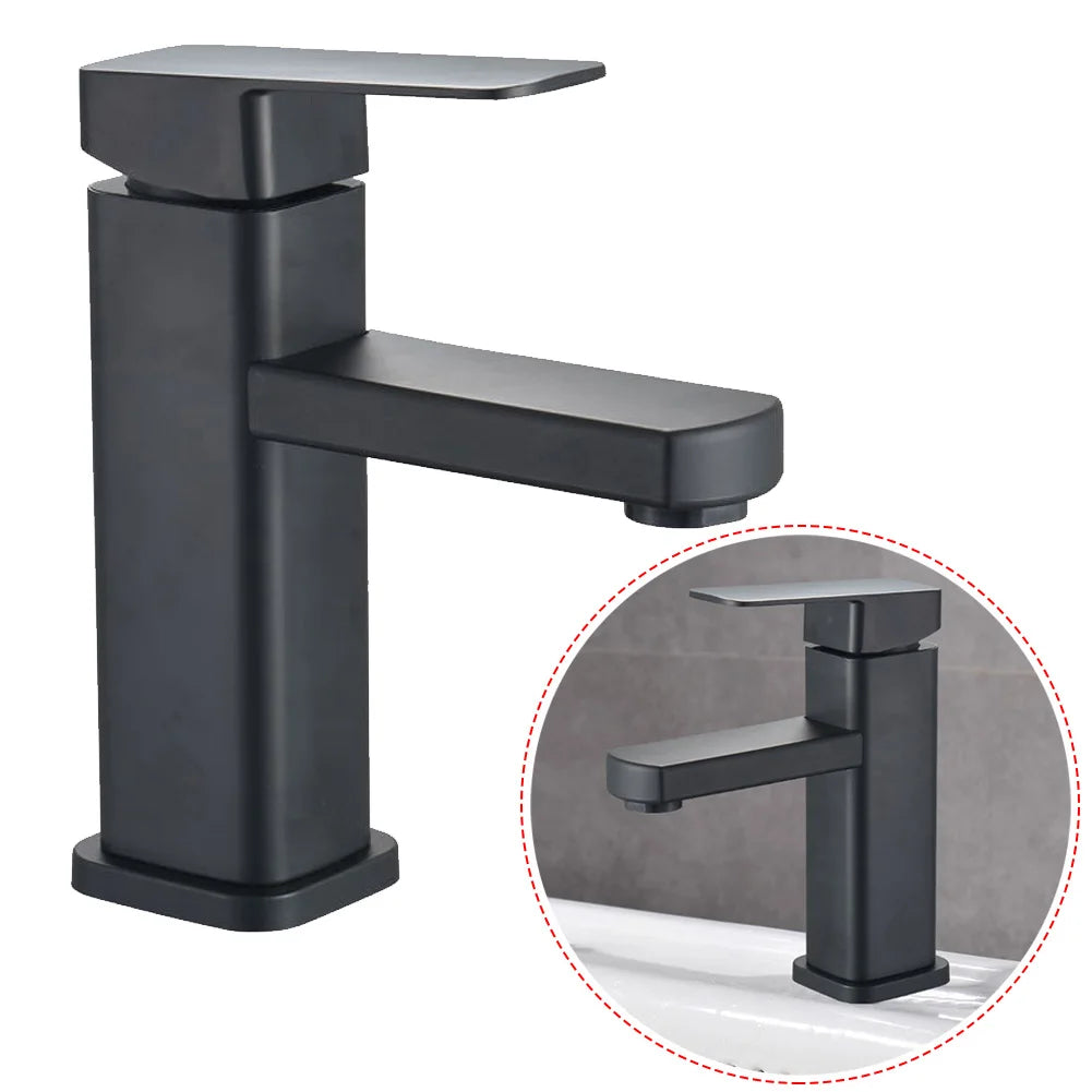 Black Chrome Bathroom Faucet with Hot and Cold Mixer - Smarsty