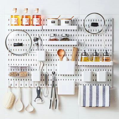 New DIY Pegboard Accessories Hanging Shelf Storage Hooks Wall Organizer No Punching Crafts Organization For Garage Kitchen Room by Smarsty