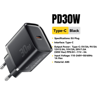 Essager Mini 30W Type C Charger PD QC3.0 Fast Type C Charger For iPhone 16 15 14 13 Pro Samsung S25 Xiaomi iPad Travel Adapter - Smarsty