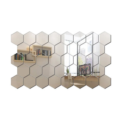 45pcs Hexagon Mirror Wall Stickers for Modern Decor - Smarsty