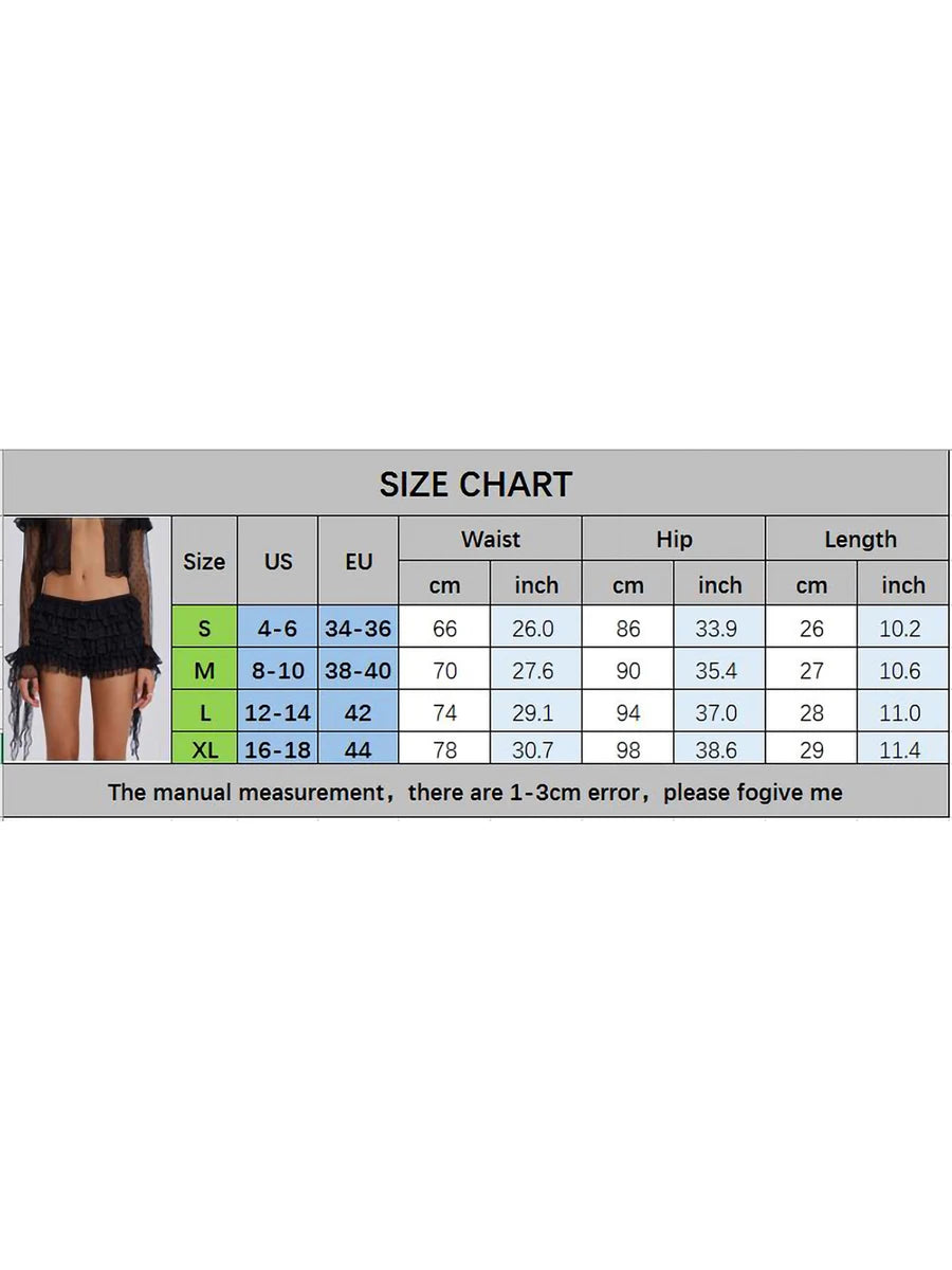 Women Mesh Lace Bloomer Shorts Y2k Layered Ruffle Frilly Booty Shorts Fairy Bowknot Sexy Boy Shorts Panties Party Clubwear - Smarsty