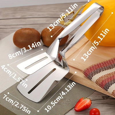 Professional Stainless Steel Food Turner&Tongs,Non-Slip Heat Resistant for Grilling Steak Fish,Multi-PurposeKitchen Flipper Tool - Smarsty