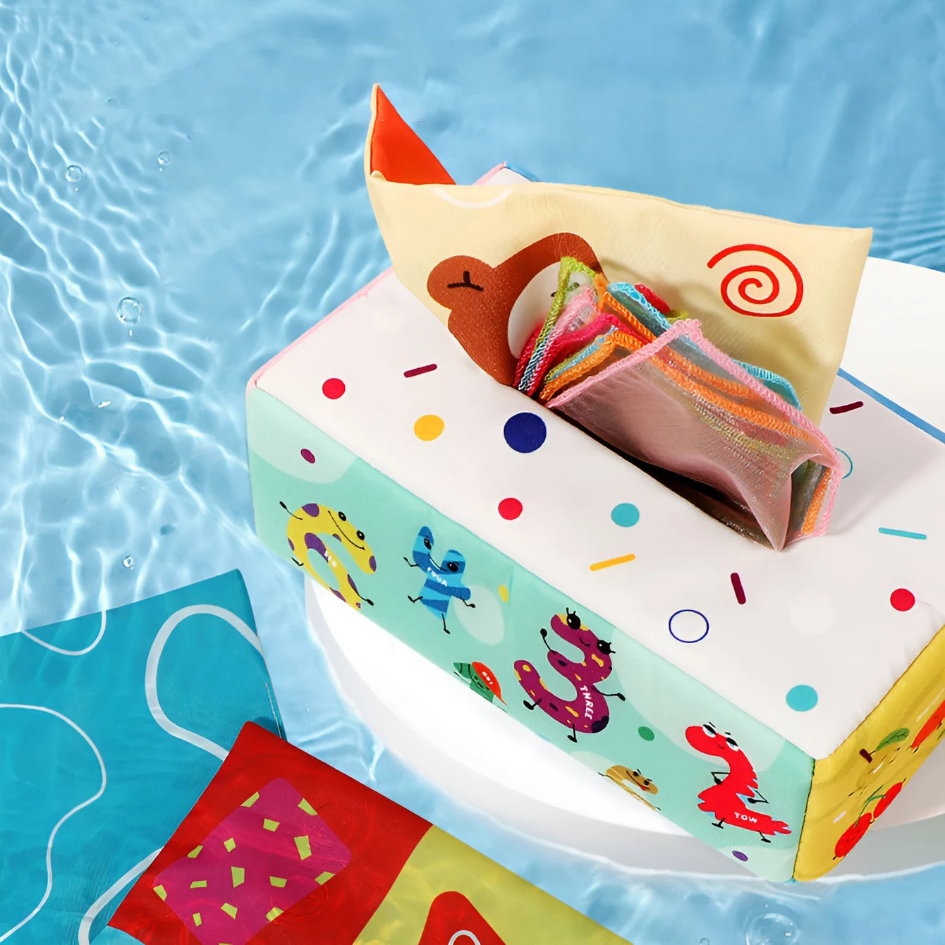 Fun Cartoon Unbreakable Cloth Book Ring Paper Tissue Box Toy by Smarsty