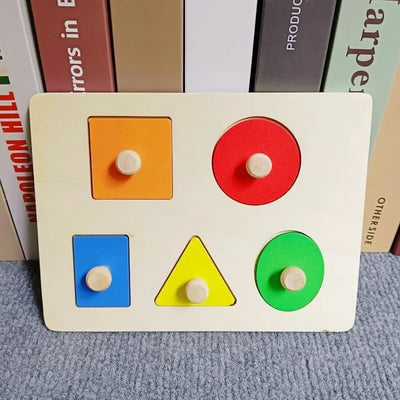 Montessori Toy Wooden Building Blocks Early Learning Educational Toys Color Shape Match Kids Puzzle Toys For Children Boys Girls - Smarsty
