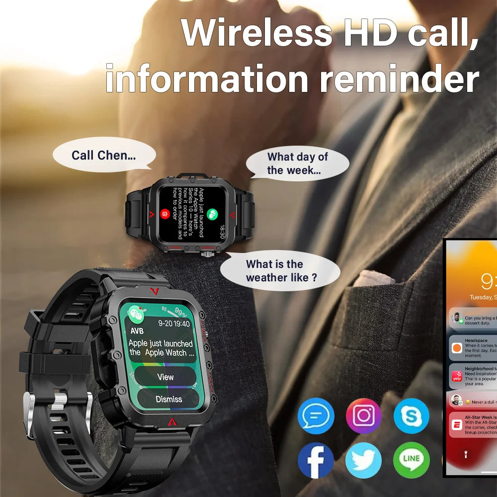 LAXASFIT Men Sports Smart Watch with Blood Oxygen Monitor - Smarsty