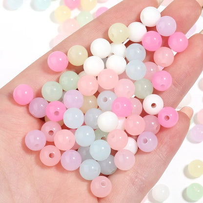 50Pcs 8mm Dual Color Glass Spacer Beads Set For Jewelry - Smarsty
