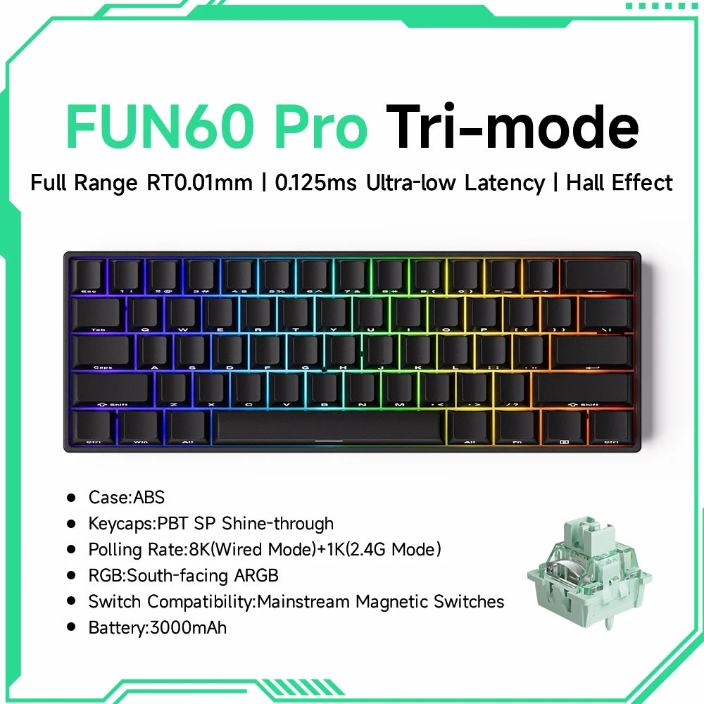 60 Percent Wireless Mechanical Keyboard With ARGB Lighting