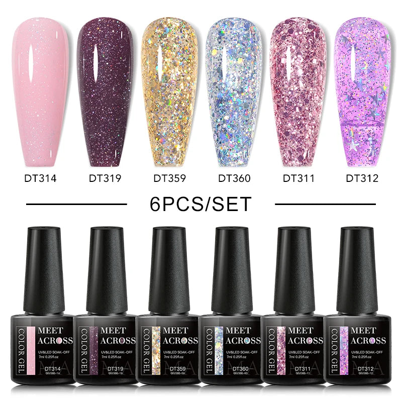 Glitter Red Silver Gel Nail Polish Set for Stunning Nail Art - Smarsty