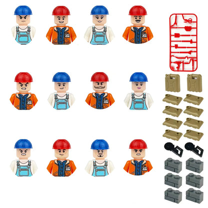 building blocks action doll mini city figures toys girls soldiers policeman robot worker fireman farmer cook movie characters