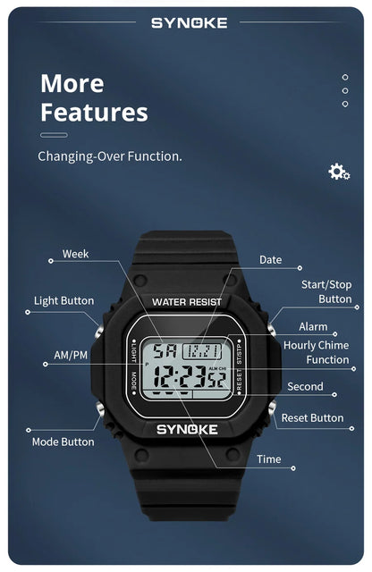 SYNOKE Outdoor Military Digital Watch for Men Waterproof Luminous Sports Timepiece - Smarsty