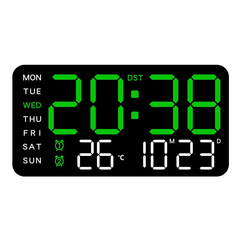 Large Digital Wall Clock with Temperature and Date Display - Smarsty