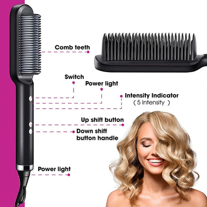Professional Beard Straightener Comb with Anti-Scald Feature - Smarsty