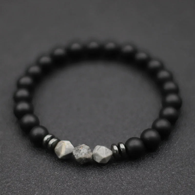 Mens Black Onyx and Tiger Eye Beaded Bracelet - Smarsty