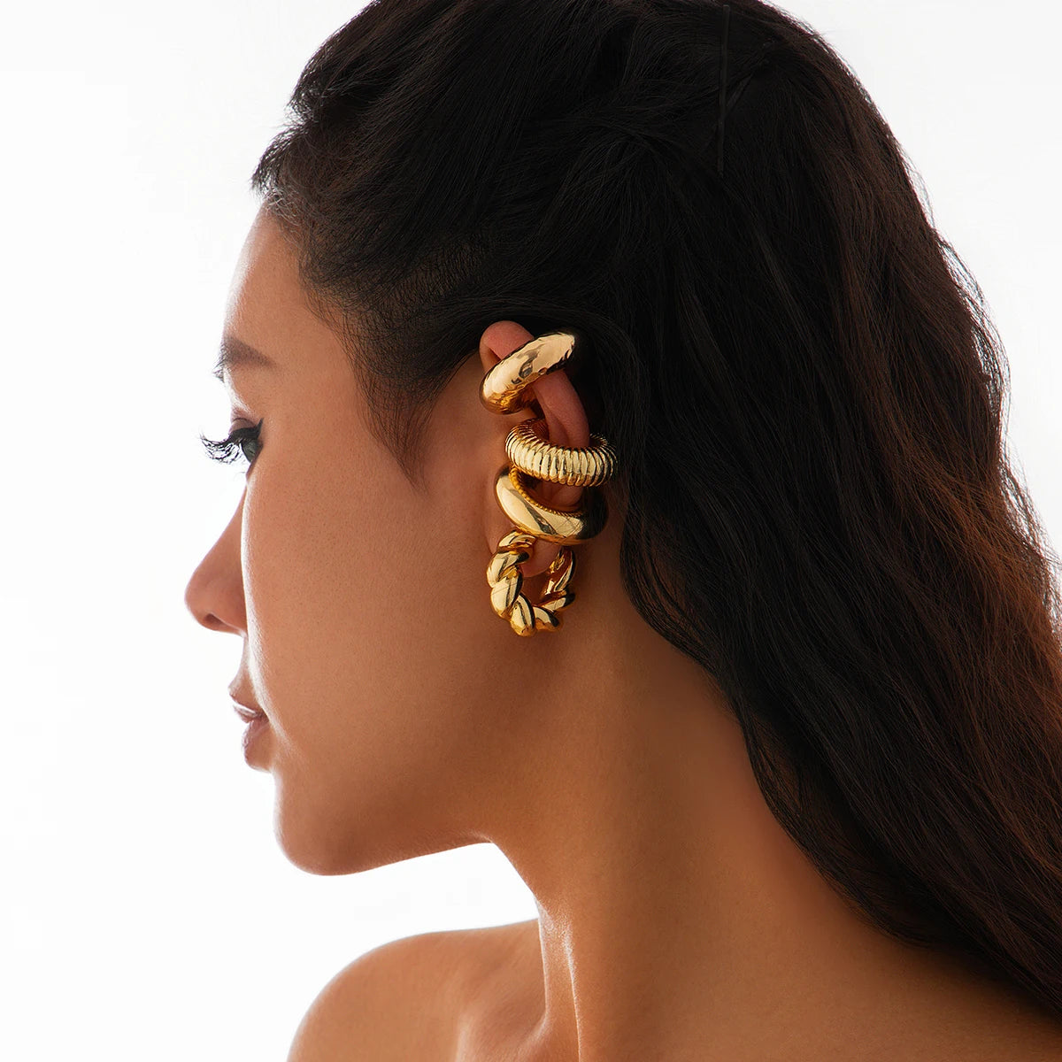 Ingemark 4Pcs Chunky Tube Clip Earrings for Women - Smarsty