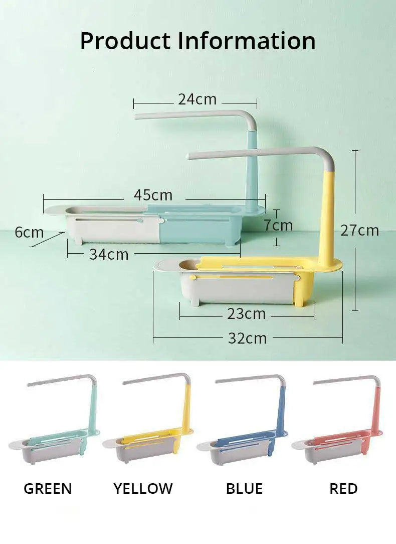 1Pc Multifunctional Telescopic Sink Storage Rack Upgraded Adjustable Sink Sponge Holder Expandable 2-in-1 For Home Kitchen by Smarsty