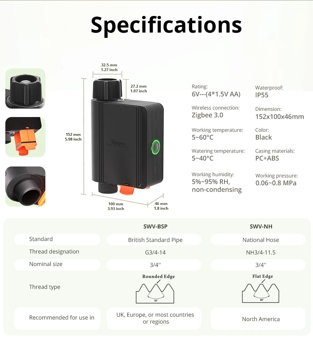 Sonoff Zigbee Smart Water Valve for Automatic Irrigation - Smarsty