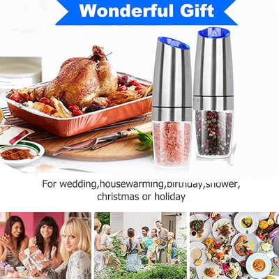 1pc/2pcs, Gravity Electric Salt And Pepper Grinder - Salt & Pepper Mill Sets With LED Light, One Hand Automatic Operation, Adjus - Smarsty