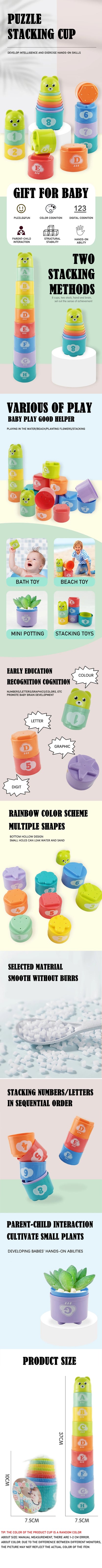Stacking Game Cup Children Board Game Hand Speed Competition Fold Cup with Numbers Letters Shapes Early Education Puzzle Toy