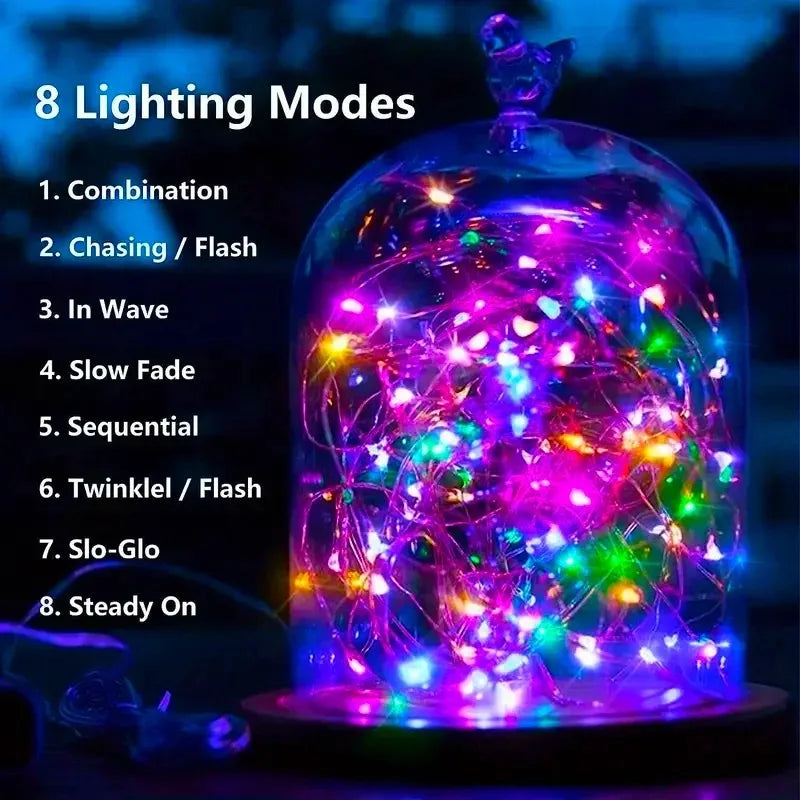 Fairy Lights Solar Garden Lights String Lights with 8 Modes Waterproof Wire Lights for Patio Yard Trees Christmas Party - Smarsty