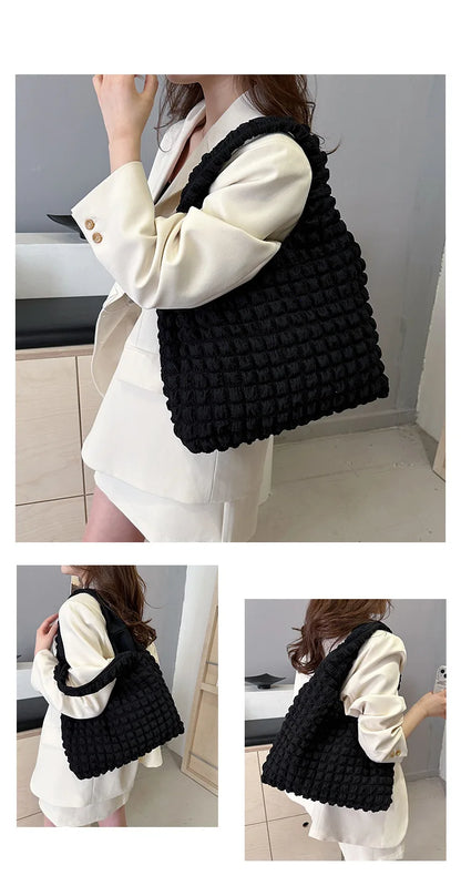 Crossbody Bag Pleated Embroidered Plaid Tote For Women - Smarsty