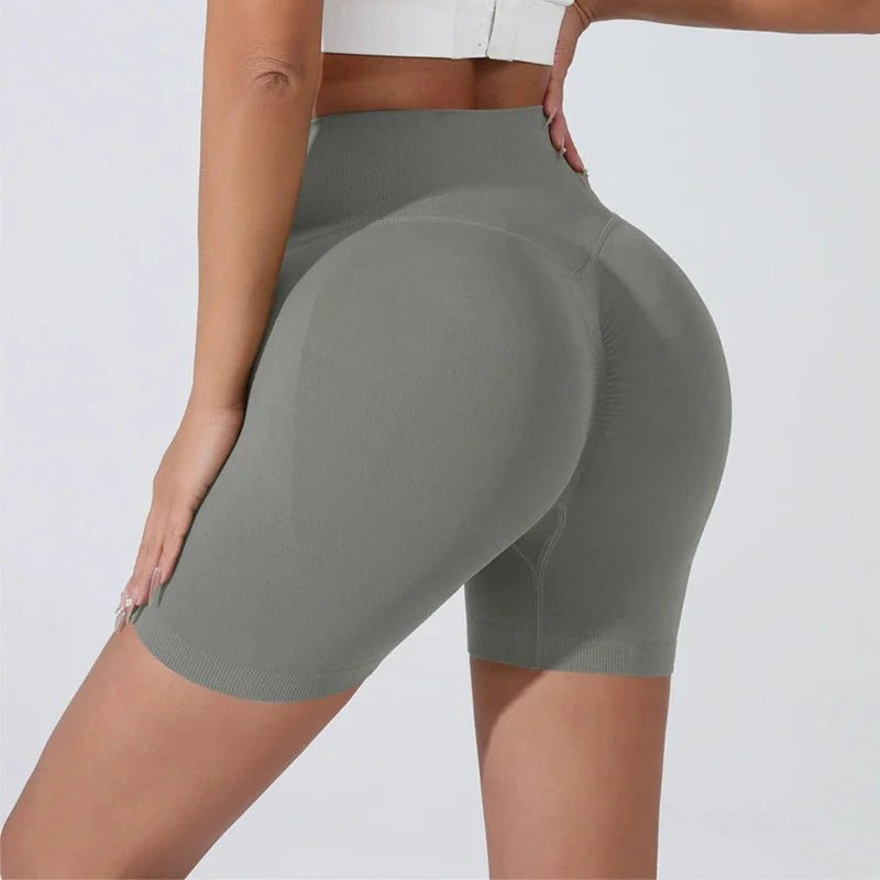 Peach Hip Lifting Sports Shorts Women High Waist Belly Slimming Running Training Quick-drying Trousers Tight Three-point Shorts - Smarsty