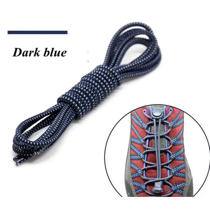 1 Pair 22 Colors Elastic Shoelaces Round Locking No Tie Shoe Laces Kids Adult Quick Lazy Laces Rubber Sneakers Shoelace T1 - Smarsty