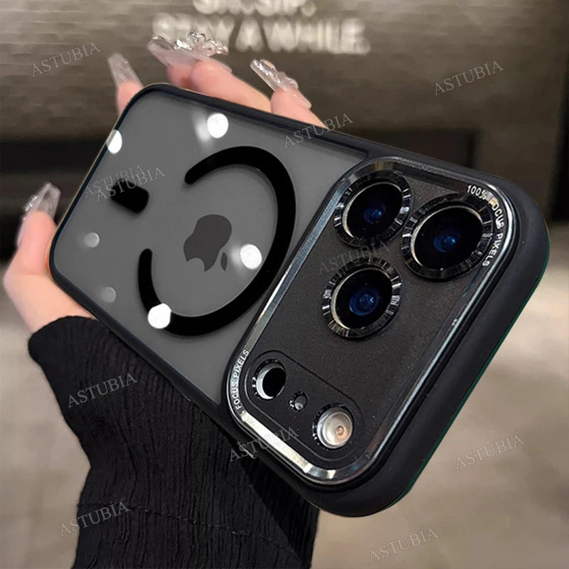 Luxury Magnetic Metal Lens Bumper Protection Case For iPhone 17 Air 16 15 Pro Max Plus Magsafe Acrylic Clear Cover by Smarsty