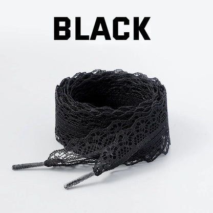 Lace Braided Shoelaces  2.9CM Width Fancy Flat Shoelace Black White Silk Shoe Laces for Ballet Sneakers German Training Shoes