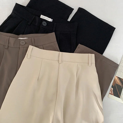 High Waist Women Suit Pants Fall Straight Office Ladies Korean Fashion Trousers Casual Button Loose Female Black Pants New 2024 - Smarsty
