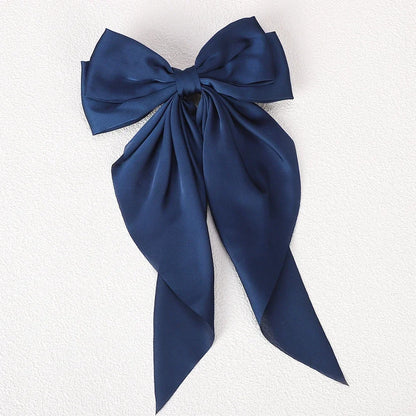 Girls Elegant Big Bow Satin Hair Clip Accessory - Smarsty