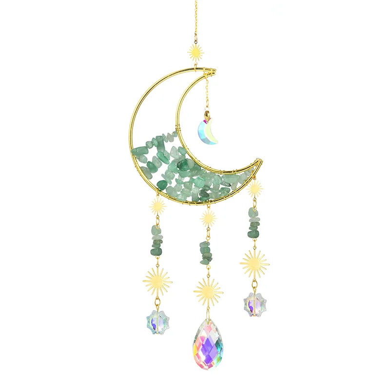 Gold Moon Crystal Suncatcher Wind Chime for Rainbow Effects - Smarsty