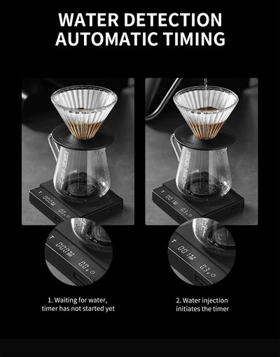MHW-3BOMBER Smart Coffee Scale Timer 2kg/0.1g High Precision Kitchen Scales Drip Coffee Espresso Scale Home Barista Tools by Smarsty