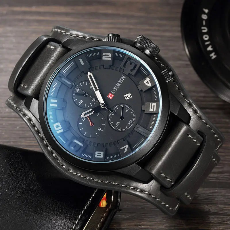 Elegant Multifunctional Men's Watch with Leather Strap - Smarsty