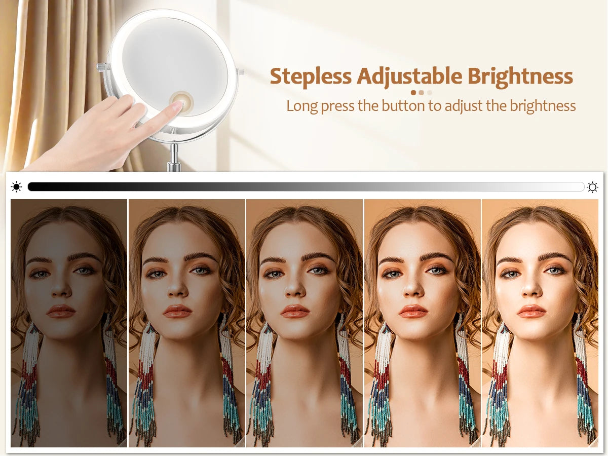 8 Inch Makeup Mirror With Light And 10X Magnification - Smarsty